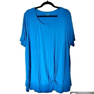 Catherines Twist Hem Tunic Top Women's Size 1X (18-20W) Blue Stretch Classic